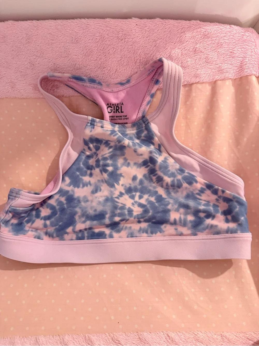 Athleta Girl Free Spirit Pink Blue Tie Dye Bikini, size Medium 8-10